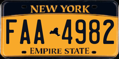 NY license plate FAA4982