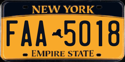 NY license plate FAA5018