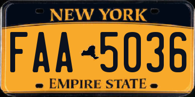 NY license plate FAA5036