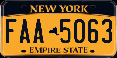NY license plate FAA5063
