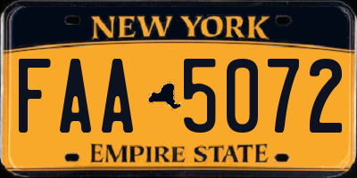 NY license plate FAA5072