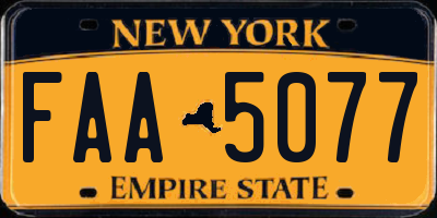 NY license plate FAA5077