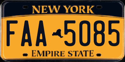 NY license plate FAA5085