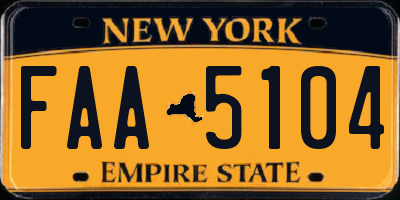 NY license plate FAA5104