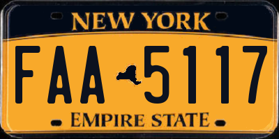 NY license plate FAA5117