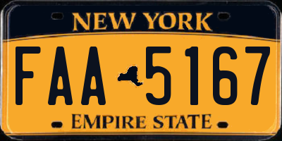 NY license plate FAA5167