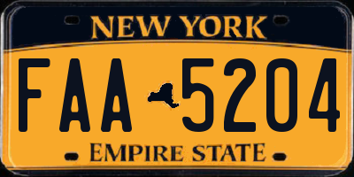NY license plate FAA5204