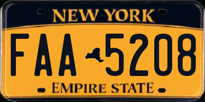 NY license plate FAA5208