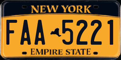 NY license plate FAA5221