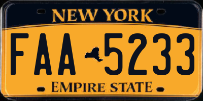 NY license plate FAA5233