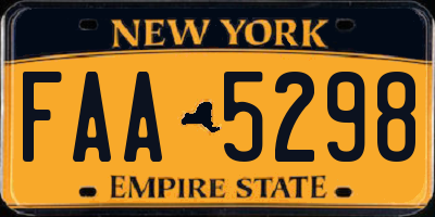 NY license plate FAA5298
