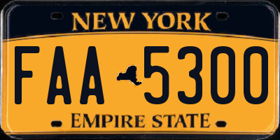 NY license plate FAA5300