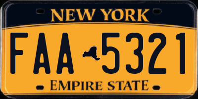 NY license plate FAA5321