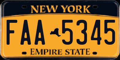 NY license plate FAA5345