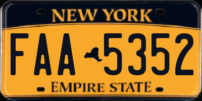 NY license plate FAA5352