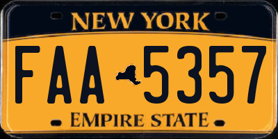 NY license plate FAA5357