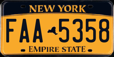 NY license plate FAA5358