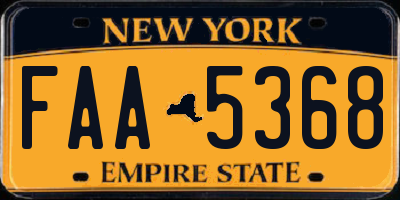 NY license plate FAA5368