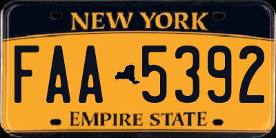 NY license plate FAA5392