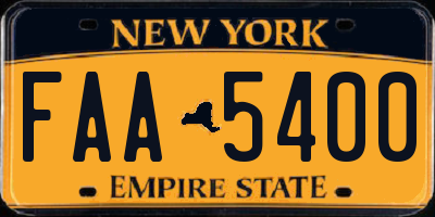 NY license plate FAA5400
