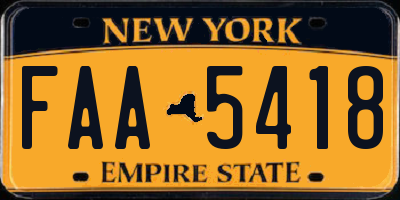 NY license plate FAA5418