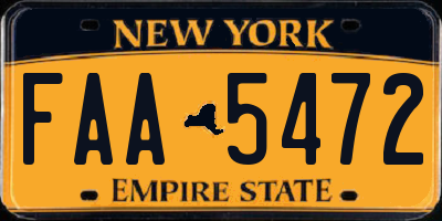 NY license plate FAA5472