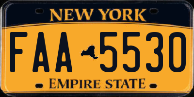 NY license plate FAA5530