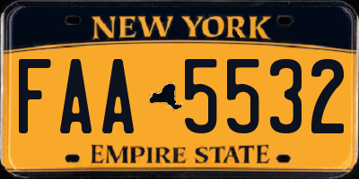 NY license plate FAA5532