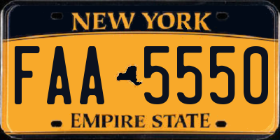 NY license plate FAA5550