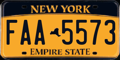 NY license plate FAA5573