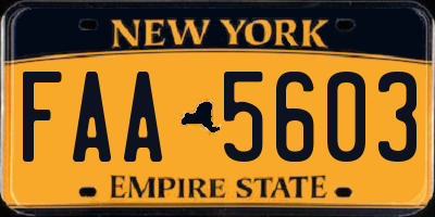 NY license plate FAA5603