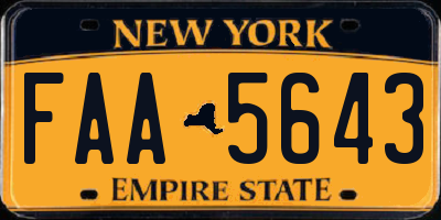 NY license plate FAA5643