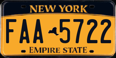 NY license plate FAA5722