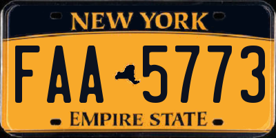 NY license plate FAA5773
