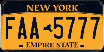 NY license plate FAA5777