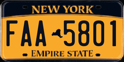 NY license plate FAA5801