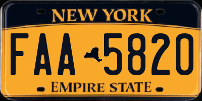 NY license plate FAA5820