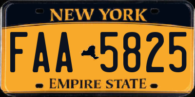 NY license plate FAA5825
