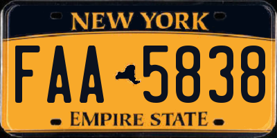 NY license plate FAA5838