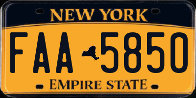 NY license plate FAA5850
