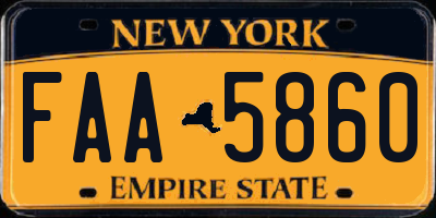 NY license plate FAA5860