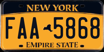 NY license plate FAA5868