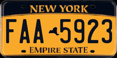 NY license plate FAA5923