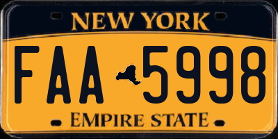 NY license plate FAA5998