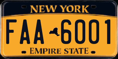 NY license plate FAA6001