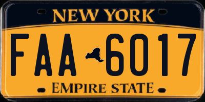 NY license plate FAA6017