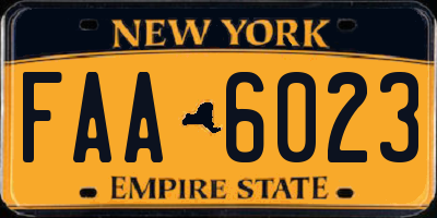 NY license plate FAA6023