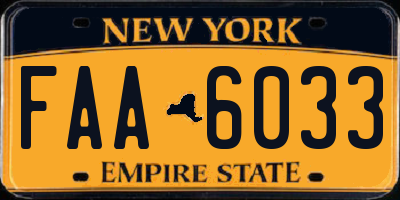 NY license plate FAA6033