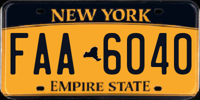 NY license plate FAA6040