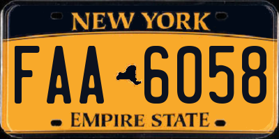 NY license plate FAA6058